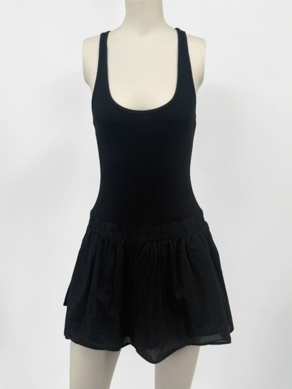 DCloset Womens Black Sleeveless Tank Top Drop Waist Dress Flowy Skirt Size M